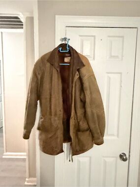Men's Brown Shearling Field Jacket - Warm Military-Style Coat